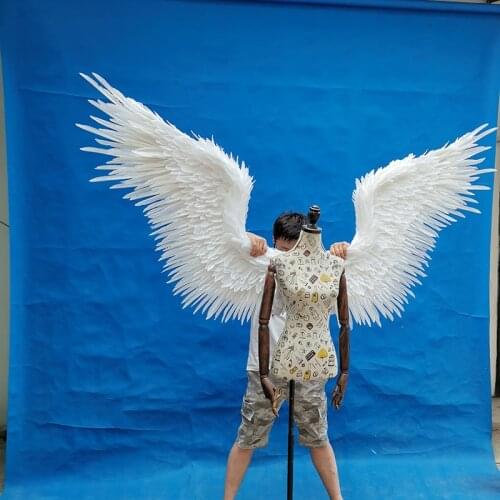 Costumized Amazing White Gold Angel feather Wings Fashion Show Photo Shooting Props Cosplay Photography Game Display Props