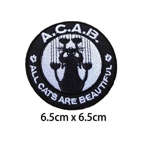 Naughty Cat Punk Iron On Patches of Stickers, Music Band Embroidered Patch, Biker Vest Jacket DIY Clothing Accessories Wholesale