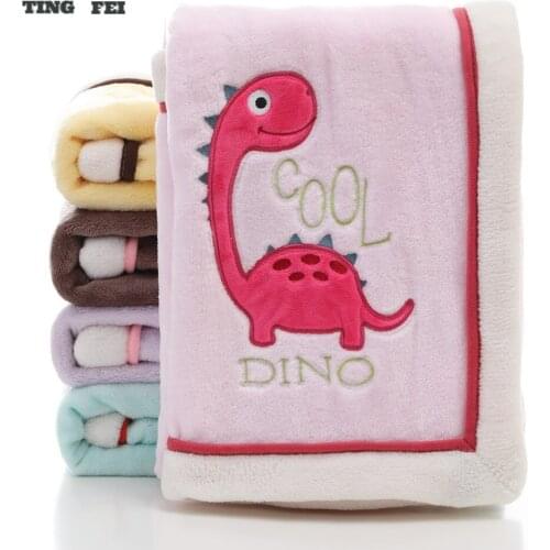 75X100CMBaby Cartoon Solid Color Thick Super Soft Fleece Blanket Infant Swaddle Wrap Sleepsack Stroller Cover