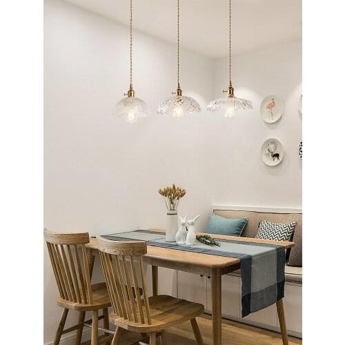 Simple Brass Glass Single Head Small Chandelier Northern Europe Bedside Corridor Porch Bar Dining Room Chandelier