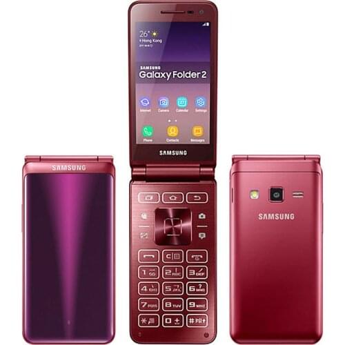 Samsung Galaxy Folder2 G1650 Dual Sim 2GB RAM 16GB ROM Quad Core Snapdragon 3.8'' LTE 8MP Original Flip Cell Phone Refurbished
