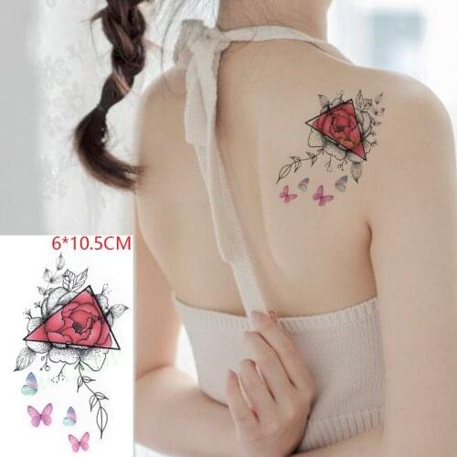 Waterproof Temporary Tattoo Sticker Butterfly Red Rose Sexy Flower Leaves Body Art Flash Tatoo Fake Tatto for Women Men