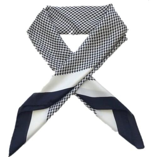 Yishine 2021 70x70cm Houndstooth Pattern Print Square Scarf Women Bandana Hairband Lady Head Wraps Female Shawl Neckerchief