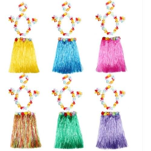 10pcs Women Grass Skirts Plastic Fibers Hula Skirt Hawaiian costumes 30CM/40/CM60CM/80cm Ladies Dress Up Festive Party Supplies