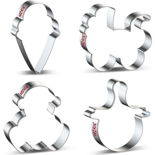 ZADE Baby Cookie Cutter Pacifier,Baby Carriage,Baby, Ice creaml - Stainless Steel