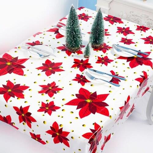 110x180cm PVC Disposable Christmas Tree Santa Claus Printed Tablecloth Table Cover Dinner Decoration Home 2021 New Year Supply