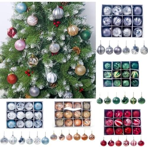 12PCS - 6CM Creative Christmas Festival Decorative Ball Kit Xmas Tree Hanging Ornament Plating Balls