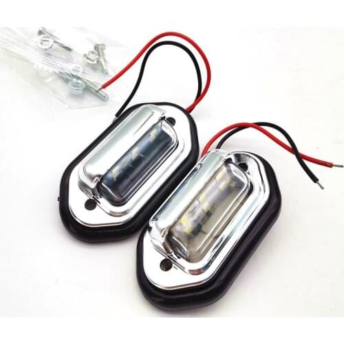 2Pcs 6 LED Car License Plate Light White Signal Tail Lamp for Boat Truck Trailer