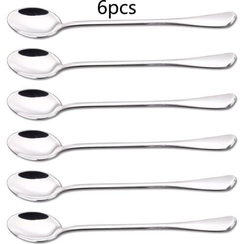 6PCS Household Stainless Steel Ice Tea Milkshake Coffee Multi-Purpose Spoon For Spoon Design, Oriental Style. Better Mood To Eat
