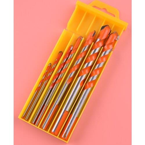 7pcs Multifunctional Triangle Handle Ultimate Drill Bits Ceramic Glass Marble Punching Hole Working Set