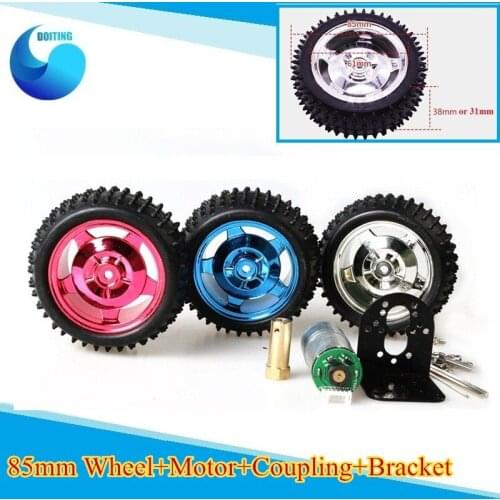 85mm Plastic Wheel Set Wheel+Motor+Bracket 38mm Off-road Tire for 2wd/4wd Car Chassis intelligent Car Chassis Robot Accessories