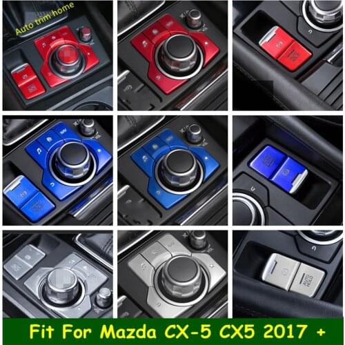 Accessories Center Console Multimedia / Electronic Brake Button Cover Trim For Mazda CX-5 2017 - 2021 Metal Red / Blue / Silver