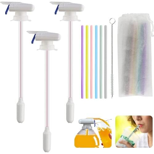 Magic Tap Automatic Water Dispenser 3Pcs Electric Beverage Dispenser for Milk and Beer Etc. with Silicone Straw Cleaning Brush