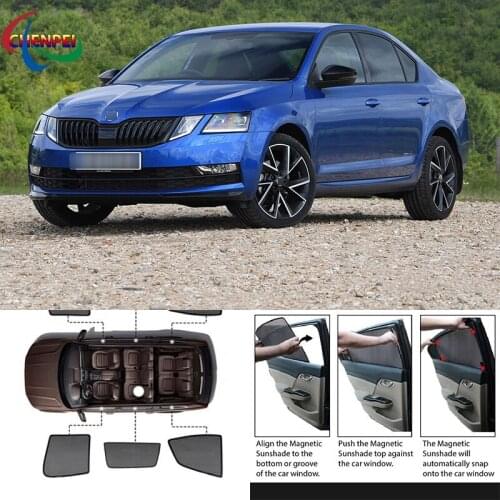 For Skoda Octavia 2015-2019 Car Full Side Windows Magnetic Sun Shade UV Protection Ray Blocking Mesh Visor Car Accessories