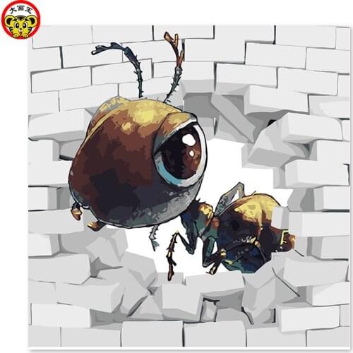BIG ART DIY Paint By Numbers, insects breaking walls, 3d color filling, hand-painted furniture decoration paintings