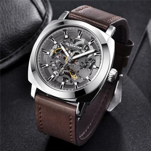 BENYAR NEW Top Brand Luxury Sport Men Watch Skeleton Automatic Mechanical Male Clock Military Man Wristwatch relogio Masculino