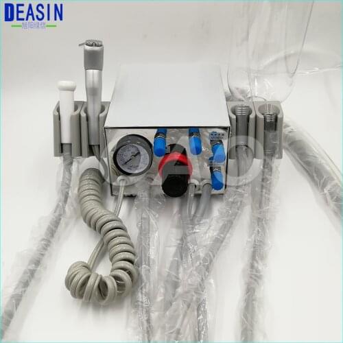 DEASIN Dental Lab Portable two Turbine Unit Air Compressor 3 way straw for dentist Handpiece tube 4 hole or 2 hole tube