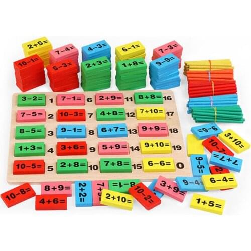 Wooden Math Toys for Children Domino 3-4-5-6-7 Years Old Game Kids Funny Gifts Y4QA