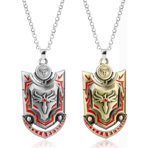 Dongsheng LOL Dawn Goddess Leona Sword Blade Shield Pendant Necklace Fashion Game Weapon Long Chain Charm Necklace Jewelry