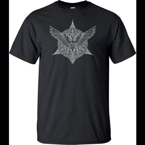Odin Vikings Tshirt Men Athelstan Crow T shirt Summer Tops Short Sleeve Gone to Valhalla Black T-Shirt Sons Of VikingEagle Tee