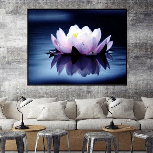 Oil Painting By Numbers " Lotus" Drawing on Canvas HandPainted Art Gift DIY Picture By Number Kits Wall Decor