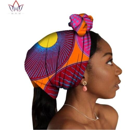African Style Fashion Head Scarf Print Wax Cotton Women Bazin Rich Headwear Ankara Women Head Wraps WYB487