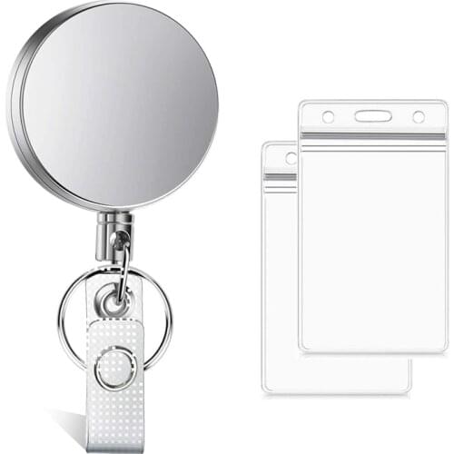 Card Sets Belt Key Ring Metal Retractable Pull Badge Reel ID Lanyard Name Tag Card Badge Holder Reels Recoil School Supplies