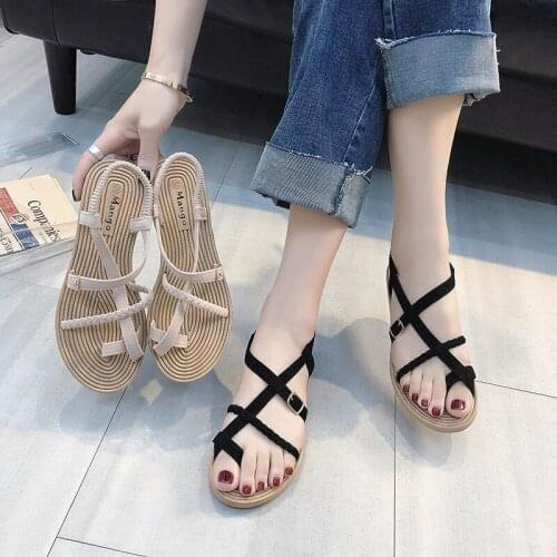 2021 New Flat Flip-Flops Womens Summer Non-Slip All-Matching Beach Shoes Trendy Open Toe Womens Shoes