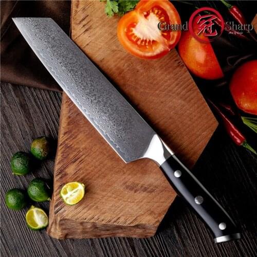 7.7'' Damascus Kitchen Knives Professional Kiritsuke Gyuto Chefs Knife Japanese Damascus VG10 High Carbon Chef Knife Grandsharp