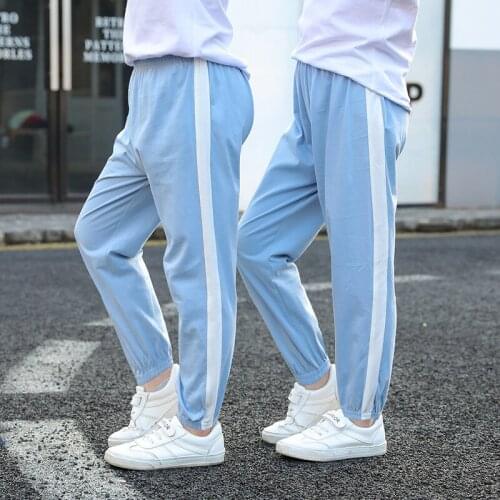 Boys Girls Cartoon Printed Pants 2021 New Childrens Mosquito Pants Kids Cotton Thin Lantern Trousers Blue Kids Sports Pants