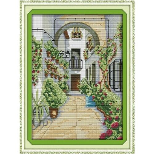 Landscape Series Pattern Cross Stitch Printed Canvas DMC 11CT14CT Fabric Number Handmade Cross Stitch Kit Landscape Embroidery