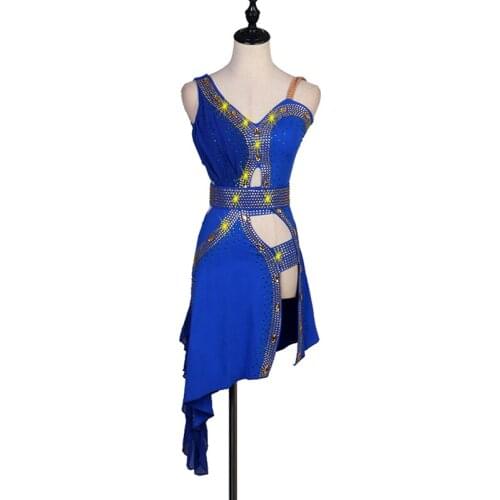 Profession Latin Competition Dance Skirt Women Blue Sexy Latin Dancing Dress Adult Standard Rumba Samba Latin Dance Skirt