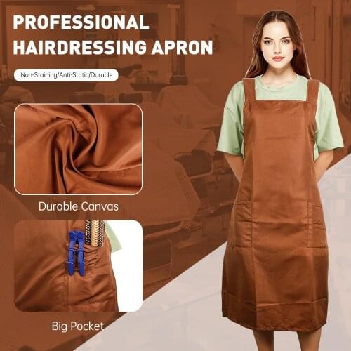 Plain Brown Cooking Aprons Barber Supplies Barber Shop Accessories Canvas Cloth For Cooking Cleaning Gardening Hairdresser Capes