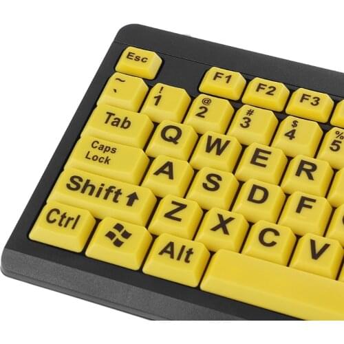 Drop Wholesale USB Wired Keyboard Big Black Letter Print Yellow Button Keyboard For Elderly & Low Vision