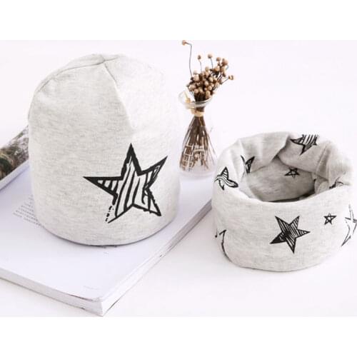 Autumn Winter Boy Girl Star Print Cotton Hat And Sacrf Baby Beanie Kids Caps Childrens Accessories 0 to 7 Years