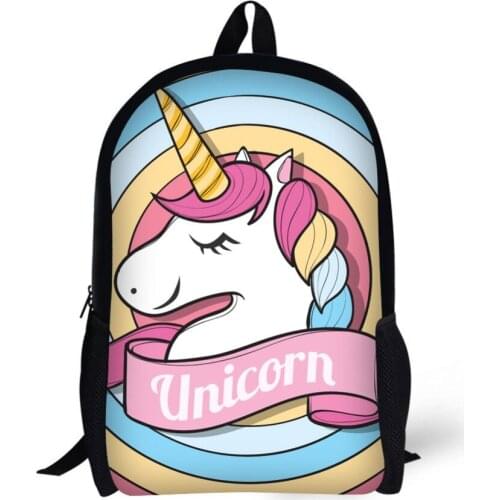 School Bags for Girls Unicorn Printing Backpack 17 Inch Children School Bags Lightweight Back Pack Mochila