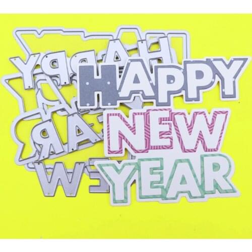 Cutting Dies Happy New Year Word Scrapbook Cardmaking Paper Craft DIY Metal Stencil Surprise Creation