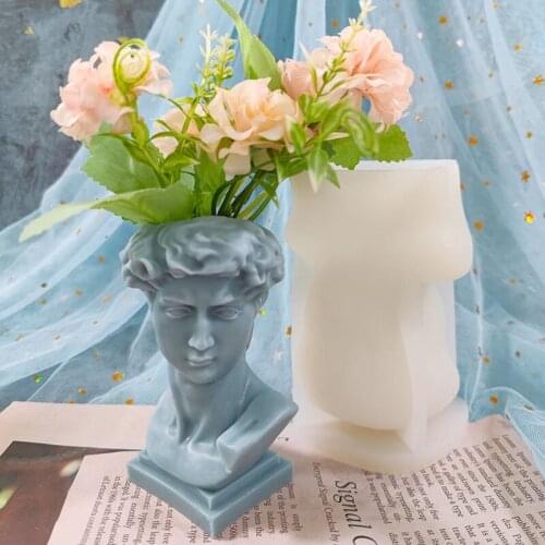New Resin Silicone Mold David Head Vase Silicone Molds Pot Gypsum Mold Pen Holder Flowerpot Silicone Mould Vase Mold
