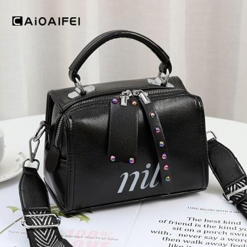 CAIOAIFEI fashion rivet messenger bags for women 2020 shoulder bag high quality PU leather small handbags purse bolsas feminina