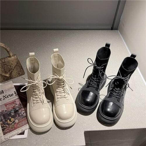 Thick-soled Martin boots summer thin womens mesh hollow summer breathable mid-waist smoke tube boots 2021 new short boots X898