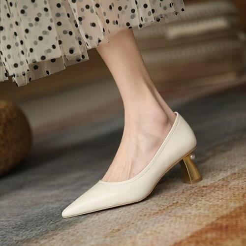 QZYERAI Ms. Dress Shoes Women Genuine Leather Cowhide High Heels Pointed Toes for Women Office Wedding Party Shoes Pumps