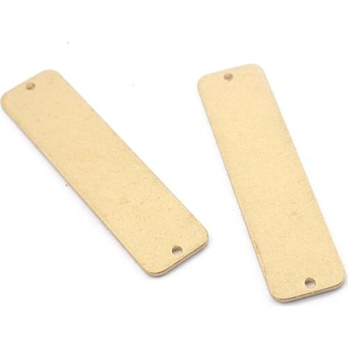 10pcs Raw Brass Rectangle Stamping Blank Tag Charms Connector For DIY Bracelet Necklace Jewelry Making Supplies