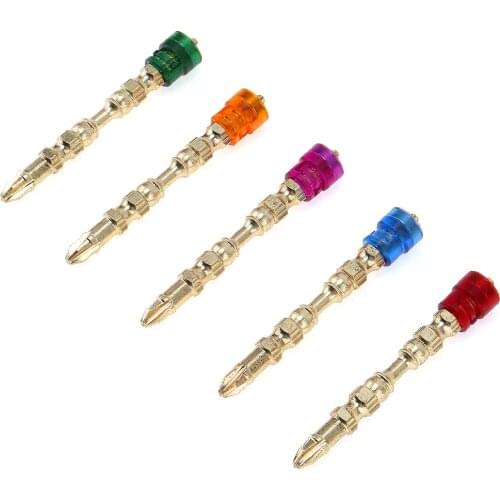 5pcs 65mm 1/4" Hex Shank Screwdriver Bit Titanium Screwdriver Colorful Cross Screwdriver Head