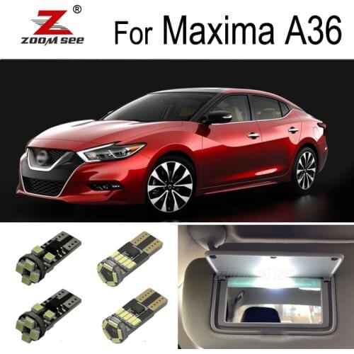 7pc x White LED vanity mirror sunvisor bulb+ trunk + License plate + Reverse light kit For Nissan Maxima MK8 A36 (2016-2019)