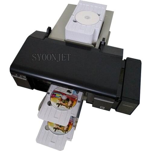 Automatic industrial CD DVD disk PVC card inkjet printing machine for Epson L800 printer with 50 CD trays and 2PVC card trays