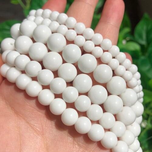 4/6/8/10/12 mm Natural Stone Beads Tridacna Stone White Round loose Beads For Jewellery Making Couple Bracelet Necklace 15"