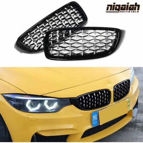 2pcs F32 Racing Grills Front Bumper Kidney Grills For BMW 4 Series F32 F33 F36 F80 M3 F82 F83 M4 Diamond Style Grill 2013-2019