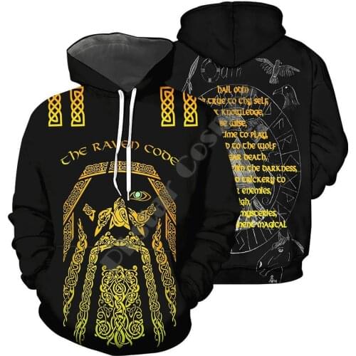 Hot sale Viking tattoo 3d digital printing sweater hoodie printing jacket European and American mens sweater spring/summer 2021