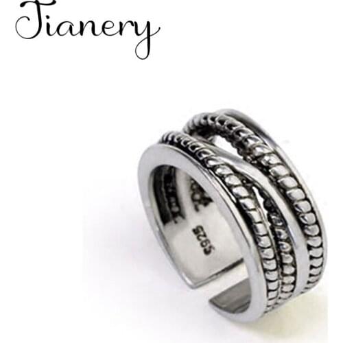 JIANERY Vintage Handmade Silver Color Multi-layer Rings For Women Men Adjustable Size Rings Personality