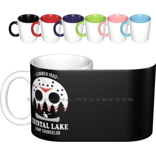 Crystal Lake Camp Counselor Ceramic Mugs Coffee Cups Milk Tea Mug Jason Voorhees Horror 1980s 80s Film Movie Slasher Vintage